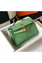 Hermes Kelly Pochette Bag In Vert Criquet Epsom Leather  Replica