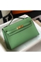 Hermes Kelly Pochette Bag In Vert Criquet Epsom Leather  Replica
