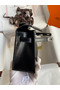 Hermes Kelly Pochette Handmade Bag In Black Box Calfskin  Replica
