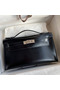 Hermes Kelly Pochette Handmade Bag In Black Box Calfskin  Replica