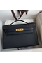 Hermes Kelly Pochette Handmade Bag In Black Epsom Calfskin  Replica