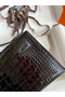 Hermes Kelly Pochette Handmade Bag In Black Shiny Alligator Leather  Replica