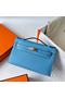 Hermes Kelly Pochette Handmade Bag In Blue du Nord Epsom Calfskin  Replica