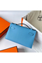 Hermes Kelly Pochette Handmade Bag In Blue du Nord Epsom Calfskin  Replica