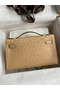Hermes Kelly Pochette Handmade Bag In Chai Ostrich Leather  Replica