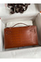 Hermes Kelly Pochette Handmade Bag In Gold Matte Alligator Leather  Replica