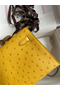 Hermes Kelly Pochette Handmade Bag In Jaune Ambre Ostrich Leather  Replica
