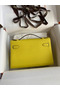 Hermes Kelly Pochette Handmade Bag In Lime Epsom Calfskin  Replica