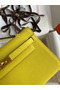 Hermes Kelly Pochette Handmade Bag In Lime Epsom Calfskin  Replica