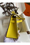 Hermes Kelly Pochette Handmade Bag In Lime Epsom Calfskin  Replica