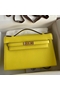 Hermes Kelly Pochette Handmade Bag In Lime Epsom Calfskin  Replica