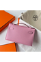 Hermes Kelly Pochette Handmade Bag In Mauve Sylvestre Epsom Calfskin  Replica
