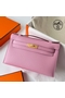 Hermes Kelly Pochette Handmade Bag In Mauve Sylvestre Epsom Calfskin  Replica