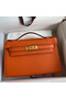 Hermes Kelly Pochette Handmade Bag In Orange Epsom Calfskin  Replica