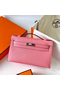 Hermes Kelly Pochette Handmade Bag In Rose Confetti Epsom Calfskin  Replica