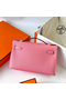Hermes Kelly Pochette Handmade Bag In Rose Confetti Epsom Calfskin  Replica