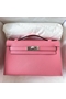 Hermes Kelly Pochette Handmade Bag In Rose Confetti Epsom Calfskin  Replica