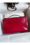 Hermes Kelly Pochette Handmade Bag In Rose Extreme Shiny Alligator Leather  Replica