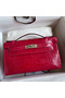 Hermes Kelly Pochette Handmade Bag In Rose Extreme Shiny Alligator Leather  Replica