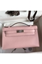 Hermes Kelly Pochette Handmade Bag In Rose Sakura Swift Calfskin  Replica