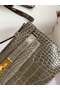 Hermes Kelly Pochette Handmade Bag In Taupe Shiny Alligator Leather  Replica