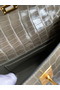 Hermes Kelly Pochette Handmade Bag In Taupe Shiny Alligator Leather  Replica