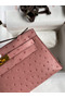 Hermes Kelly Pochette Handmade Bag In Terre Cuite Ostrich Leather  Replica