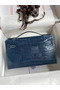 Hermes Kelly Pochette Handmade Bag In Vert Bosphore Shiny Alligator Leather  Replica