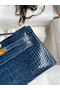 Hermes Kelly Pochette Handmade Bag In Vert Bosphore Shiny Alligator Leather  Replica