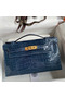 Hermes Kelly Pochette Handmade Bag In Vert Bosphore Shiny Alligator Leather  Replica