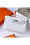 Hermes Kelly Pochette Handmade Bag In White Swift Calfskin  Replica