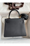 Hermes Kelly Retourne 25 Handmade Bag In Black Clemence Leather  Replica