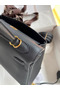 Hermes Kelly Retourne 25 Handmade Bag In Black Clemence Leather  Replica