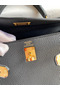 Hermes Kelly Retourne 25 Handmade Bag In Black Clemence Leather  Replica