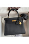 Hermes Kelly Retourne 25 Handmade Bag In Black Clemence Leather  Replica