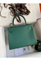 Hermes Kelly Retourne 25 Handmade Bag In Blue Paon Clemence Leather  Replica