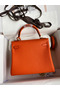 Hermes Kelly Retourne 25 Handmade Bag In Orange Clemence Leather  Replica