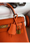 Hermes Kelly Retourne 25 Handmade Bag In Orange Clemence Leather  Replica