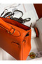 Hermes Kelly Retourne 25 Handmade Bag In Orange Clemence Leather  Replica