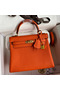 Hermes Kelly Retourne 25 Handmade Bag In Orange Clemence Leather  Replica