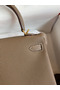 Hermes Kelly Retourne 25 Handmade Bag In Taupe Clemence Leather  Replica
