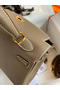 Hermes Kelly Retourne 25 Handmade Bag In Taupe Clemence Leather  Replica