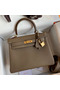 Hermes Kelly Retourne 25 Handmade Bag In Taupe Clemence Leather  Replica