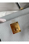 Hermes Kelly Retourne 28 Handmade Bag In Blue Glacier Clemence Leather  Replica