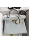 Hermes Kelly Retourne 28 Handmade Bag In Blue Glacier Clemence Leather  Replica