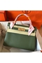 Hermes Kelly Retourne 28 Handmade Bag In Canopee Clemence Leather  Replica