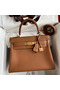 Hermes Kelly Retourne 28 Handmade Bag In Gold Clemence Leather  Replica