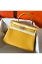 Hermes Kelly Retourne 28 Handmade Bag In Jaune Ambre Clemence Leather  Replica