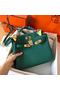 Hermes Kelly Retourne 28 Handmade Bag In Malachite Clemence Leather  Replica