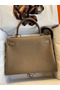 Hermes Kelly Retourne 32 Handmade Bag In Taupe Clemence Leather  Replica